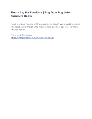 Financing For Furniture | Buy Now Pay Later Furniture Deals