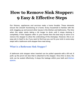 How to Remove Sink Stopper: 9 Easy & Effective Steps