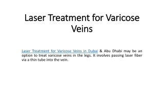Laser Treatment for Varicose Veins