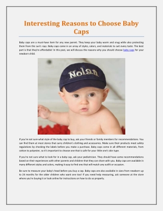 Interesting Reasons to Choose Baby Caps