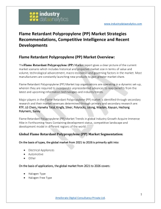 Flame Retardant Polypropylene (PP) Market Future Growth and Opportunities
