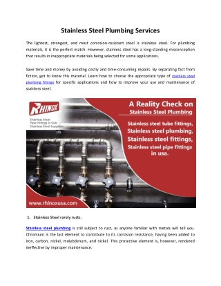 Stainless Steel Plumbing services