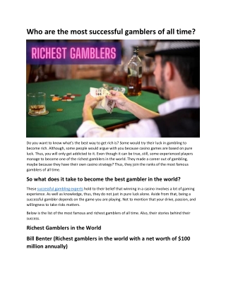 Who are the most successful gamblers of all time?