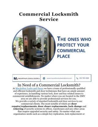 Commercial Locksmith Service In Washington DC