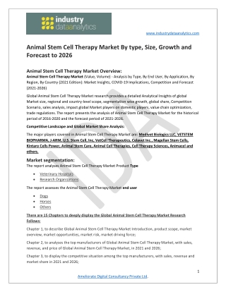 Animal Stem Cell Therapy Market  Size,Share,trends,Growth Analysis Report
