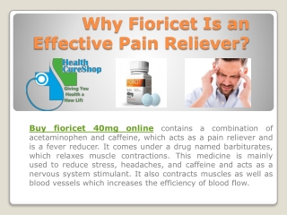Why Fioricet Is an Effective Pain Reliever