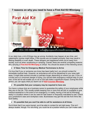 7 reasons on why you need to have a First Aid Kit Winnipeg (1)