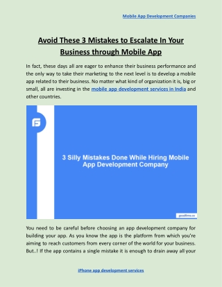 Avoid These 3 Mistakes to Escalate In Your Business through Mobile App