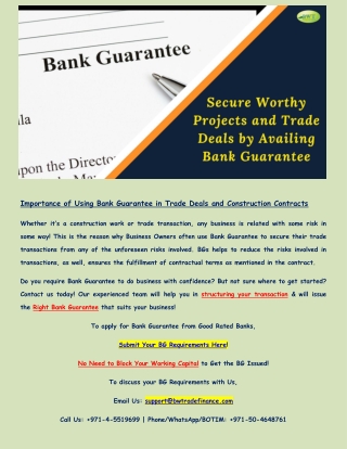 Bank Guarantee – BG MT760 – Bank Guarantee Providers in Dubai