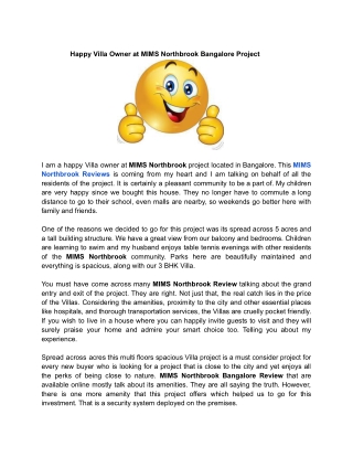 Happy apartment owner at MIMS Residency Bangalore project