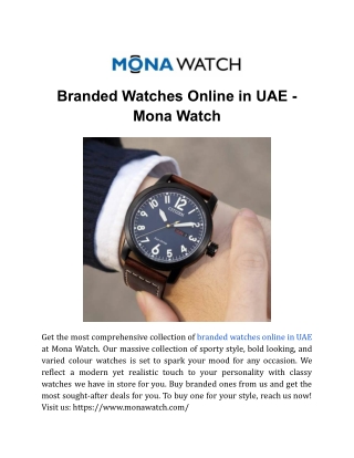 Branded Watches Online in UAE - Mona Watch