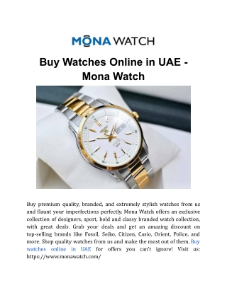 Buy Watches Online in UAE - Mona Watch