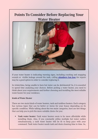 Points To Consider Before Replacing Your Water Heater