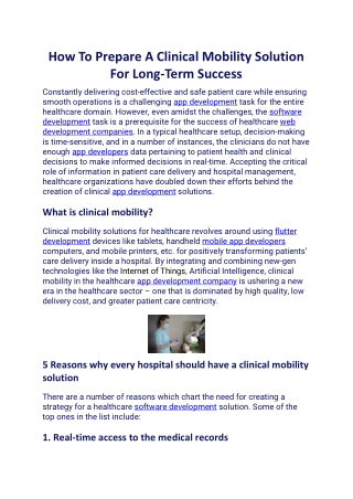 How To Prepare A Clinical Mobility Solution For Long-Term Success