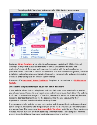 Exploring Admin Templates on Bootstrap for CRM, Project Management