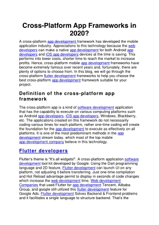 Cross-Platform App Frameworks in 2020