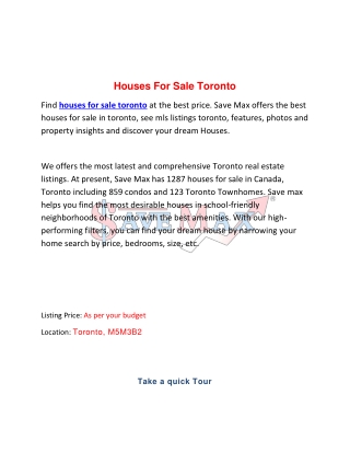 Houses For Sale Toronto