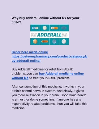 Why buy adderall online without Rx for your child?