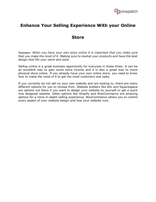 Enhance your selling experience with your online store