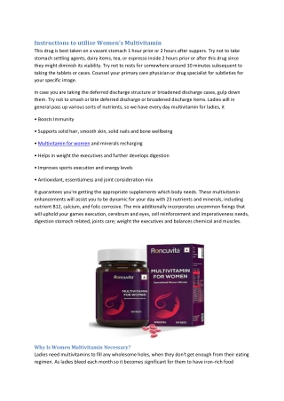 How to use Women's Multivitamin