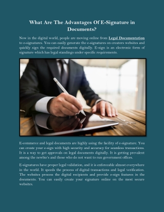 What Are The Advantages Of E-Signature In Documents