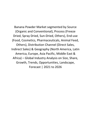 Banana Powder Market Analysis 2021-2026