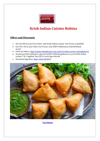5% Off - Krish Indian Restaurant Delivery Robina , QLD