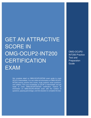 Get An Attractive Score in OMG-OCUP2-INT200 Certification Exam