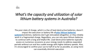 What's the capacity and utilization of solar lithium battery systems inAustralia