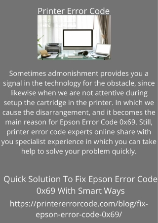 Quick Solution To Fix  Epson Error Code 0x69 With Smart Ways