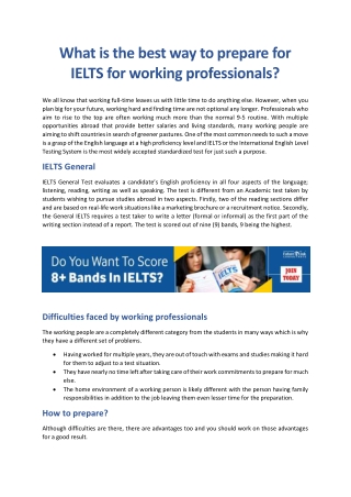 What is the best way to prepare for IELTS for working professionals?
