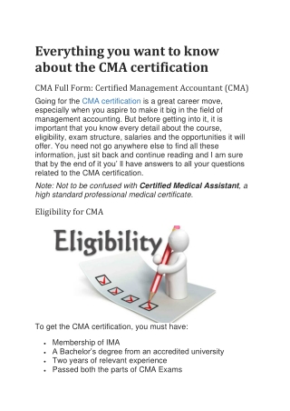 Everything you want to know about the CMA certification