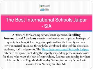 The Best International Schools Jaipur - SIA