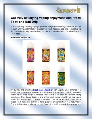 Frooti tooti e liquid UK