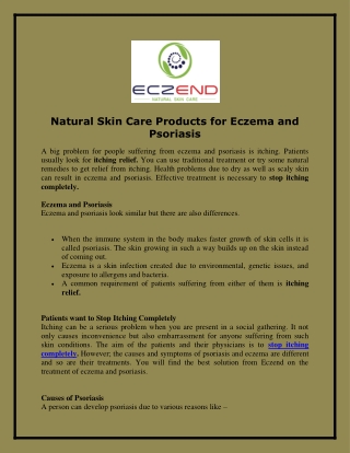 Natural Skin Care Products for Eczema and Psoriasis