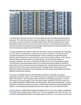Niharika Absolute- Spacious Luxurious and Spacious apartments
