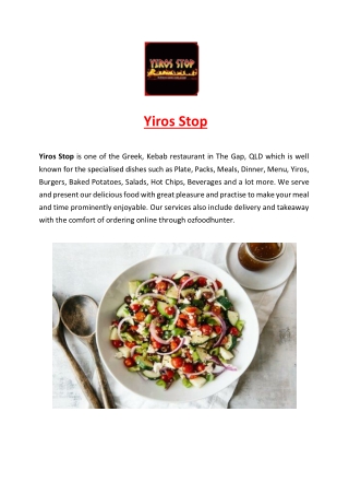 5% Off - Yiros Stop - The Gap Takeaway menu, QLD