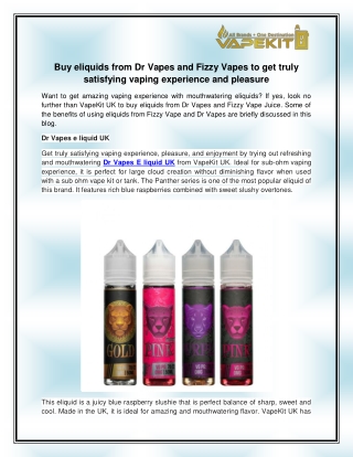 Dr Vapes e liquid UK