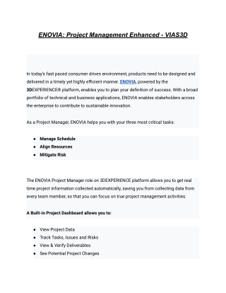 ENOVIA: Project Management Enhanced - VIAS3D