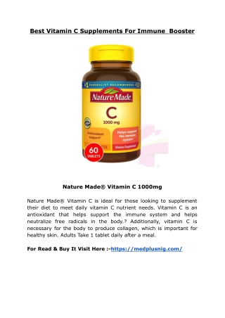 Best Vitamin C Supplements for immune  booster