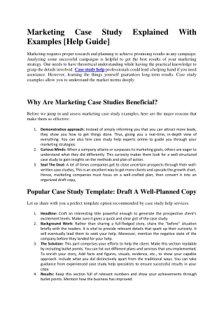 Everything You Need To Know About Marketing Case Study