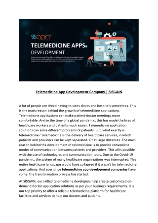 Telemedicine App Development Company