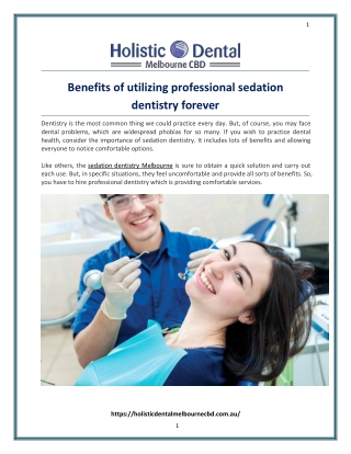 Benefits of utilizing professional sedation dentistry forever