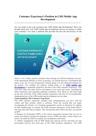 Customer Experience's Position in LMS Mobile App Development
