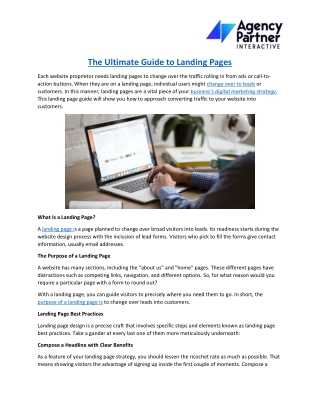 The Ultimate Guide to Landing Pages