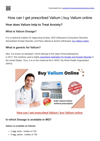 How can I get prescribed Valium  buy Valium online