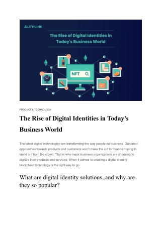 The Rise of Digital Identities in Today’s Business World