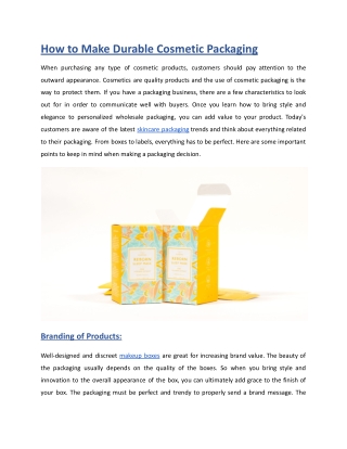 How to Make Durable Cosmetic Packaging