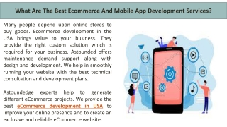 What Are The Best Ecommerce And Mobile App Development Services