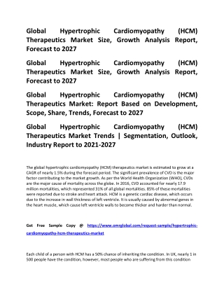 Global Hypertrophic Cardiomyopathy (HCM) Therapeutics Market